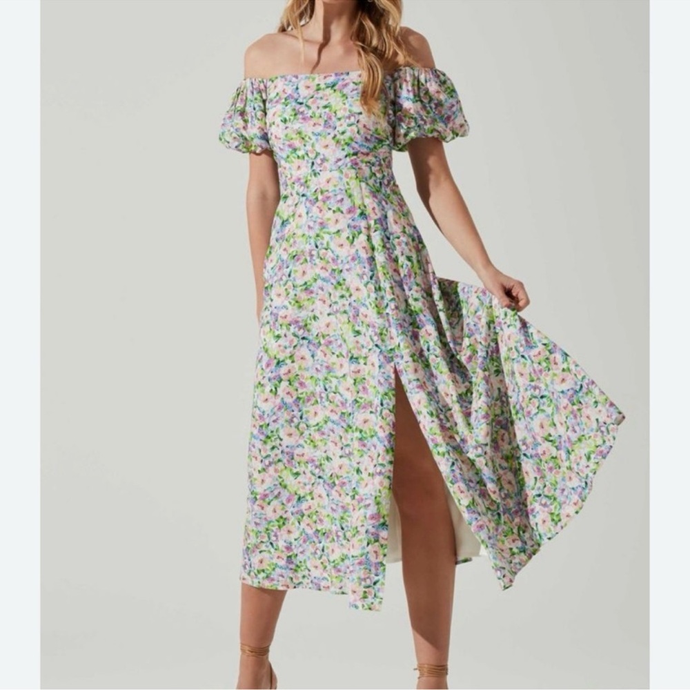 Astr Floral Off-Shoulder Midi Dress